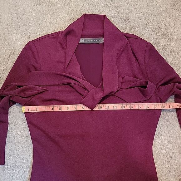 NWOT Alton Gray wine tie neck sheath dress - Picture 4 of 9